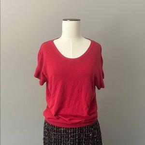 LOFT Red Relaxed Short Sleeve Tee